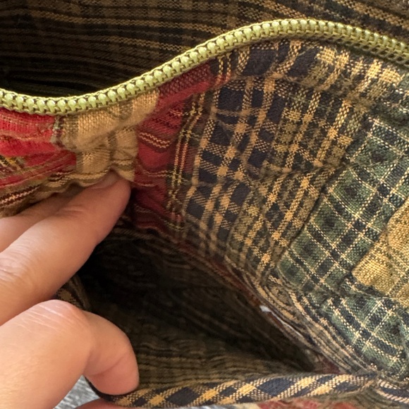 Bella Taylor Quilted Patchwork Tote Bag - Red, Green, Tan - Picture 4 of 6